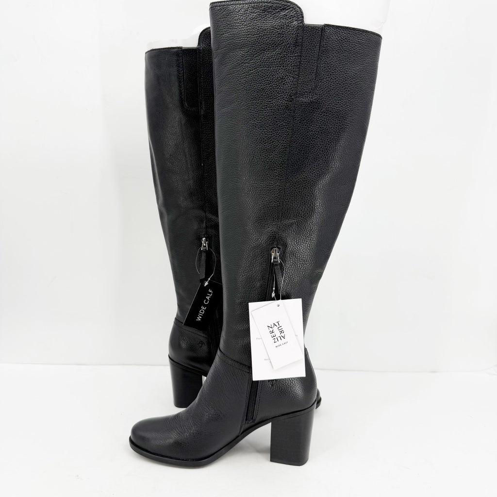 Naturalizer Womens Kyrie Knee High Boots US 8 M WIDE CALF Black Leather NIB
