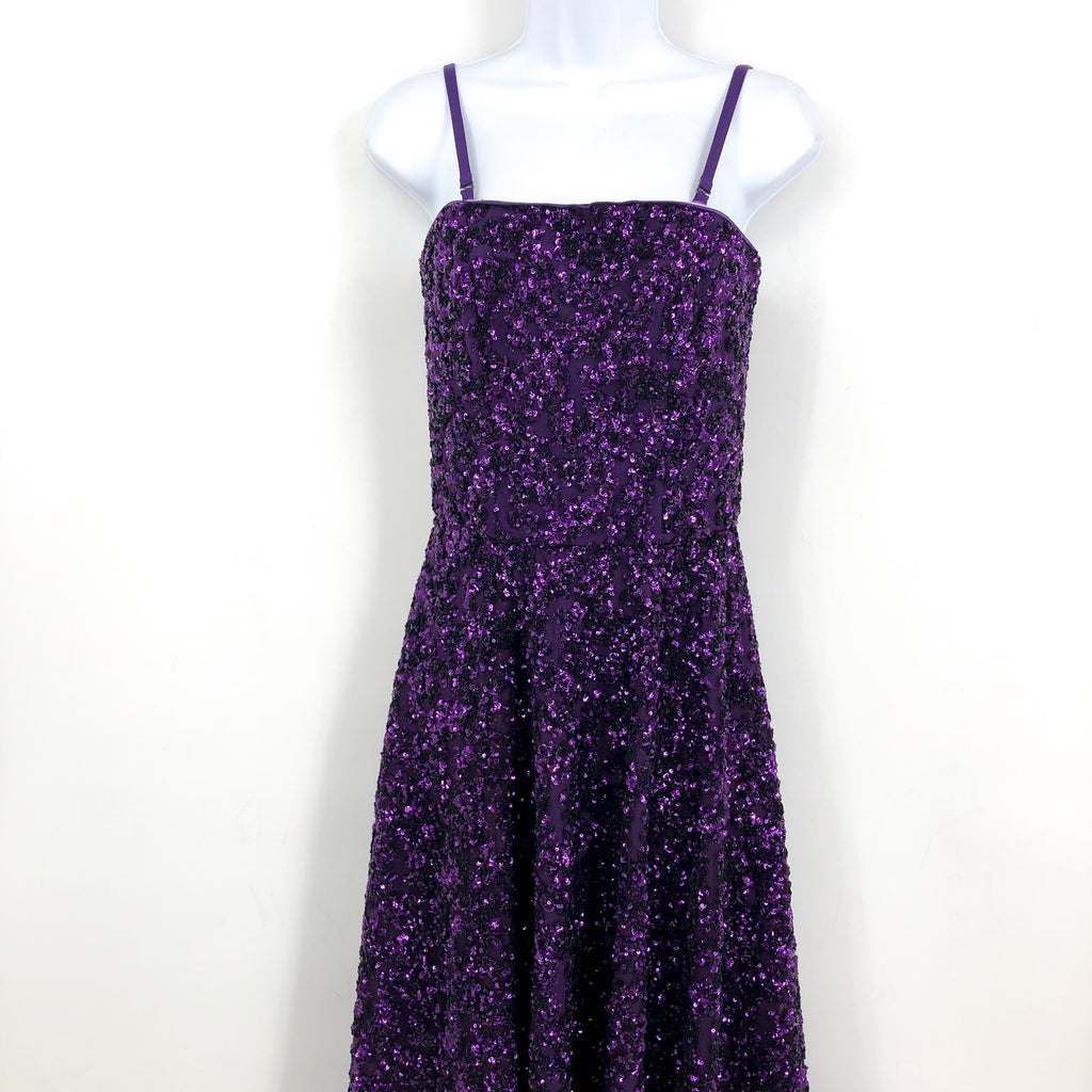 DRESS THE POPULATION Square Neck Sequin Dress XS Purple/Multi NWOT