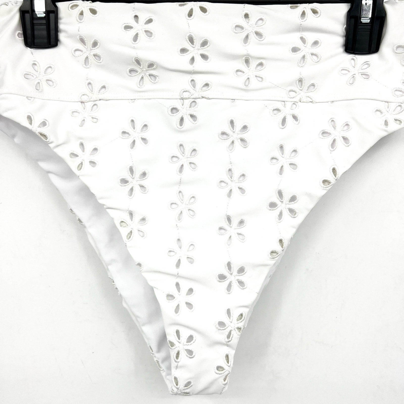 BEACH RIOT Women's Hazel Eyelet Bikini Bottom Large White Magnolia NWT