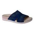Spenco Womens Twilight Ellie Slide Sandal Size 9.5 WIDE Blue Peacoat Leather NIB