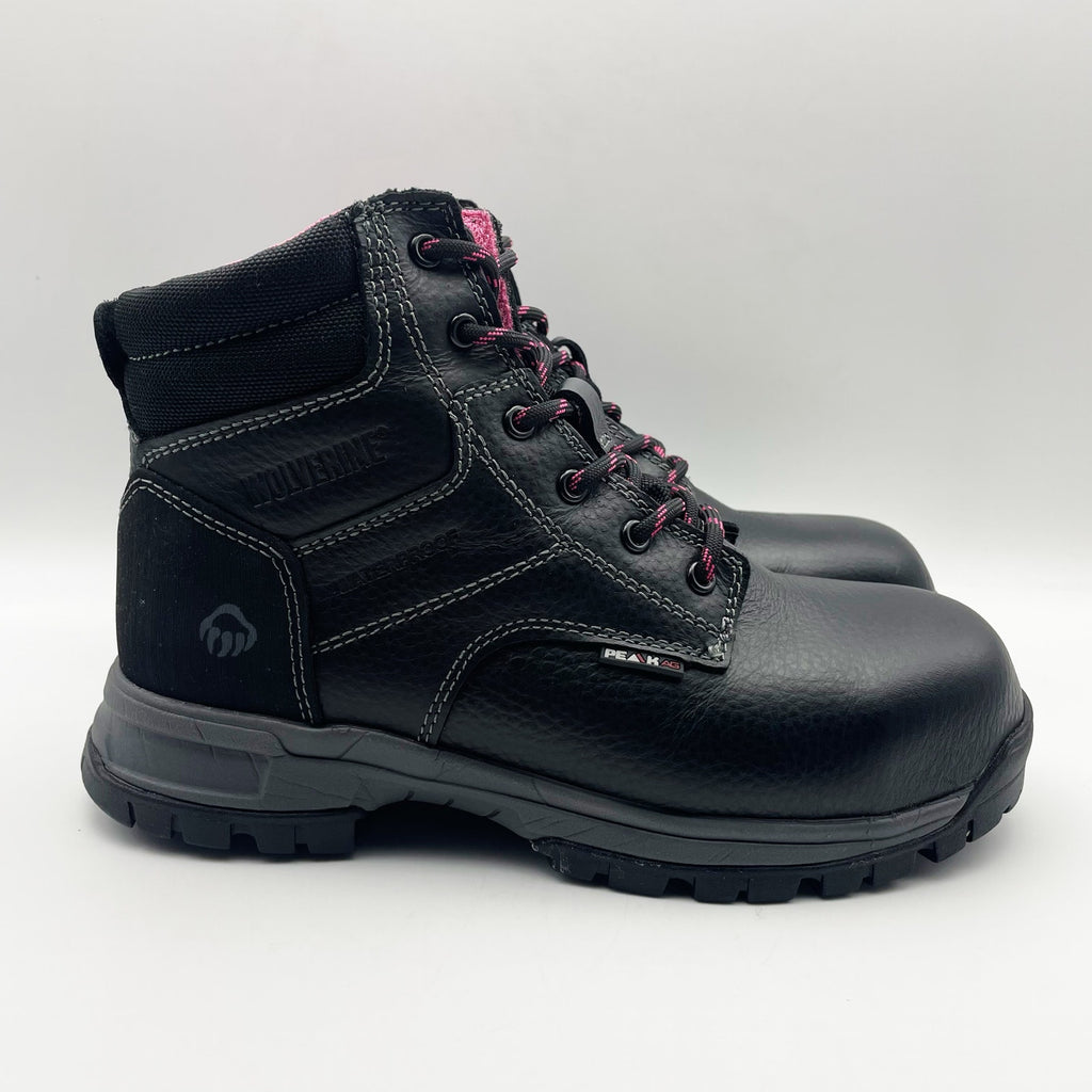 Wolverine Womens Piper Composite-Toe 6" Work Boots Size 7 M Black WP Leather NIB
