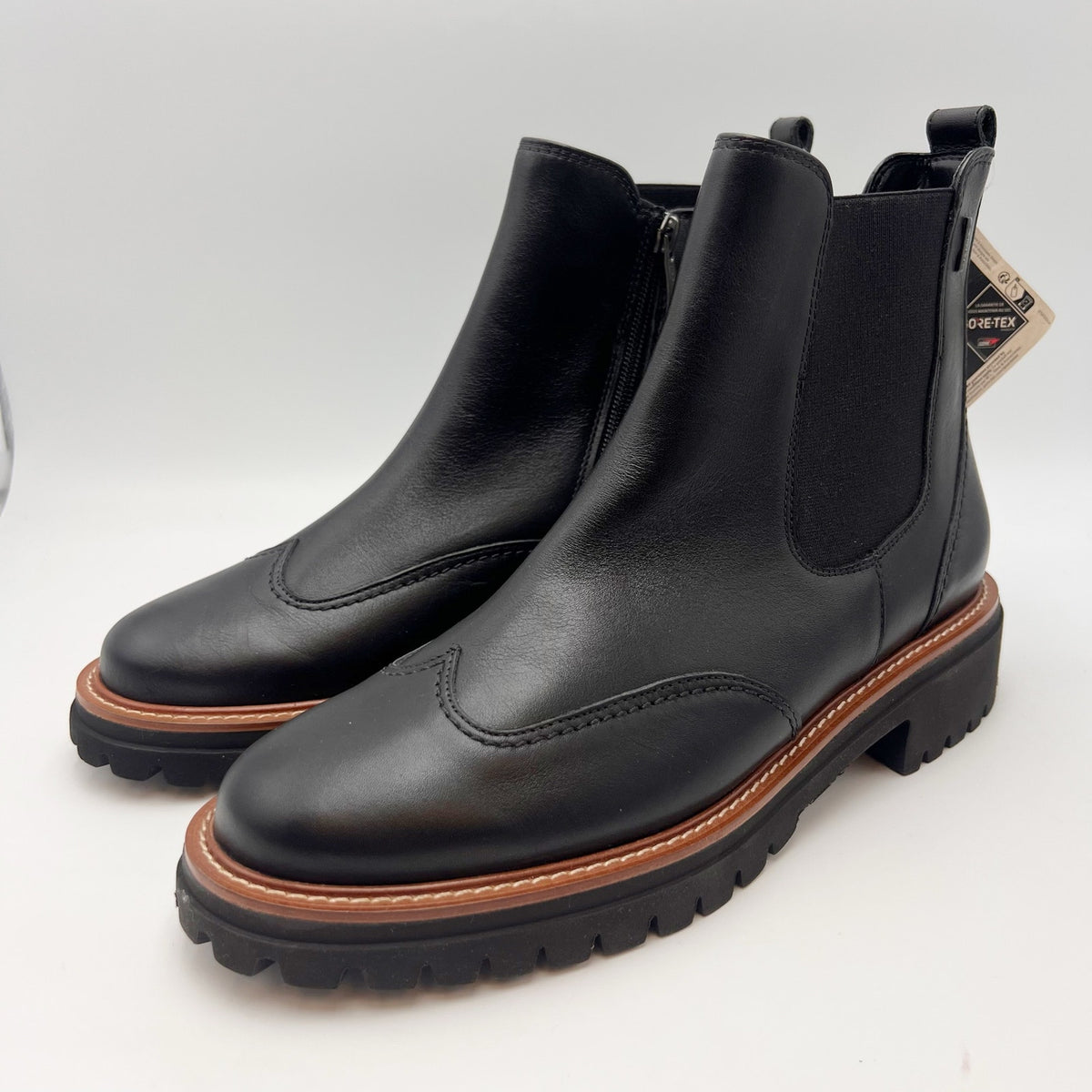 Paul Green Womens Watson Chelsea Ankle Boot US 8.5 Black Leather Waterproof NWT
