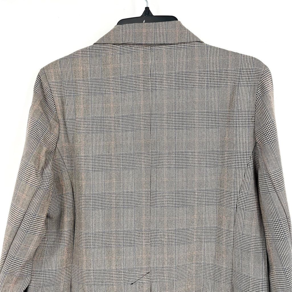 FORTUNE + IVY Women Double-Breasted Blazer Medium Glen Plaid Grey Multi NWOT