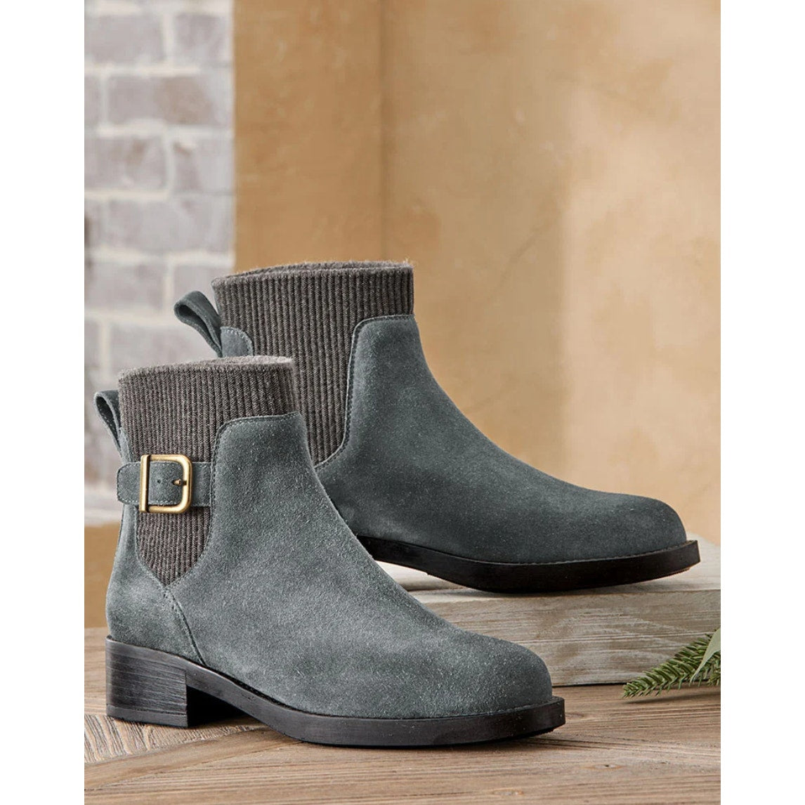 Cammina Womens Salerno Ankle Boots Size 9.5 Smoke Blue Green Suede NIB
