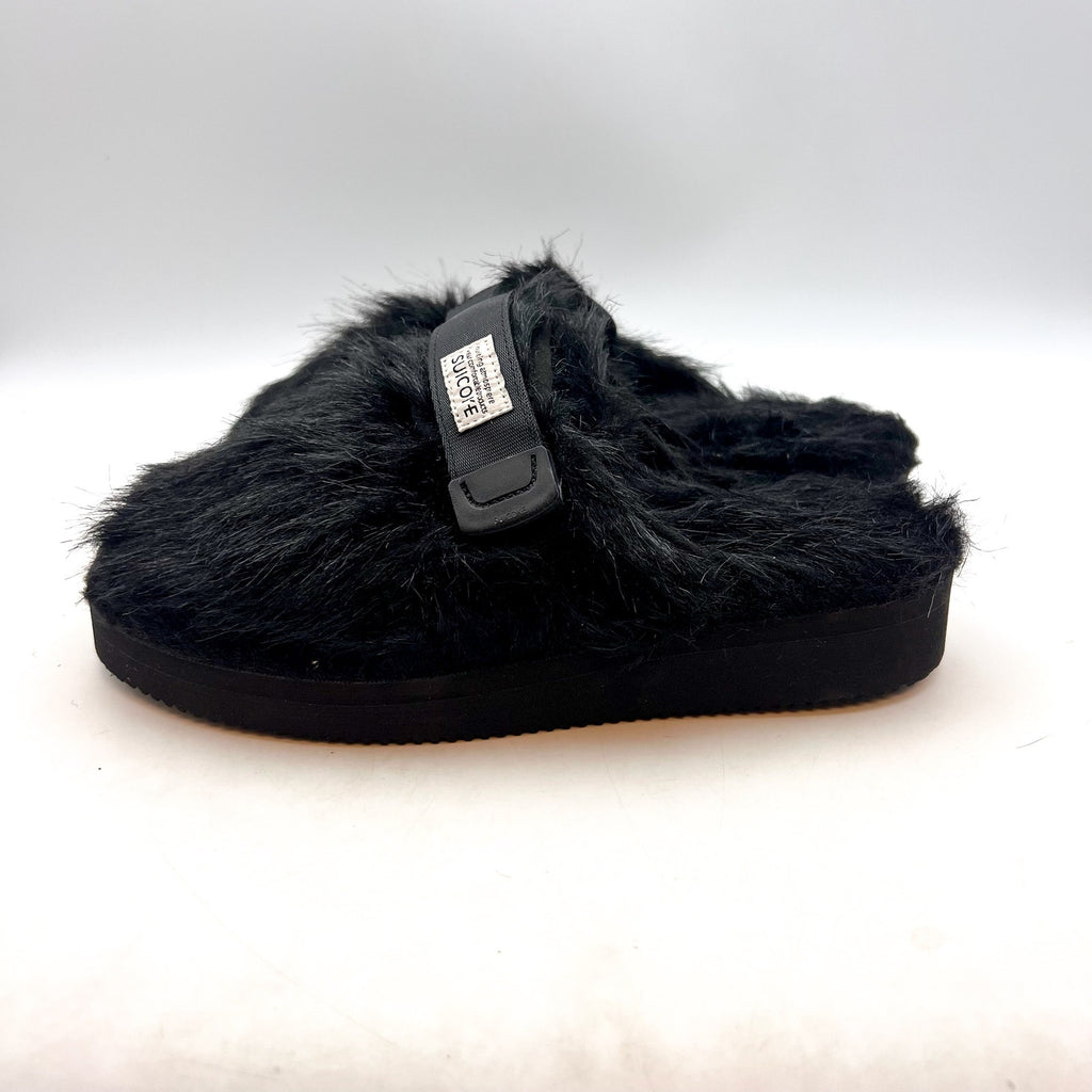 SUICOKE Womens Zavo Faux Fur Slide Clogs Size 7 EU 36 Black Faux Fur NWOB