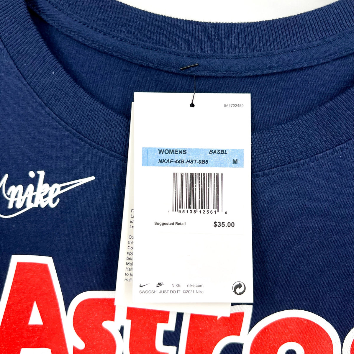 NIKE Women Houston Astros T-Shirt Medium Navy Blue Cooperstown Wordmark NWT