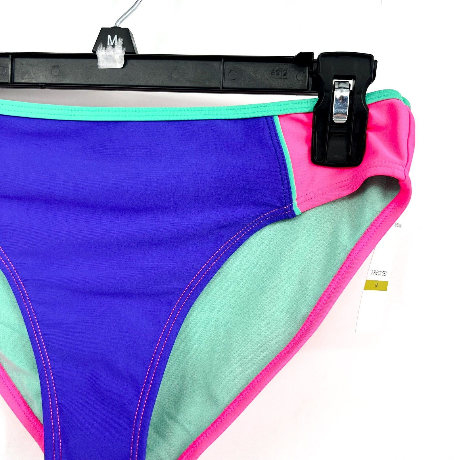 UNDER ARMOUR Tankini & Hipster Bikini Swimsuit Size 14 Pink Blue Color Block NWT