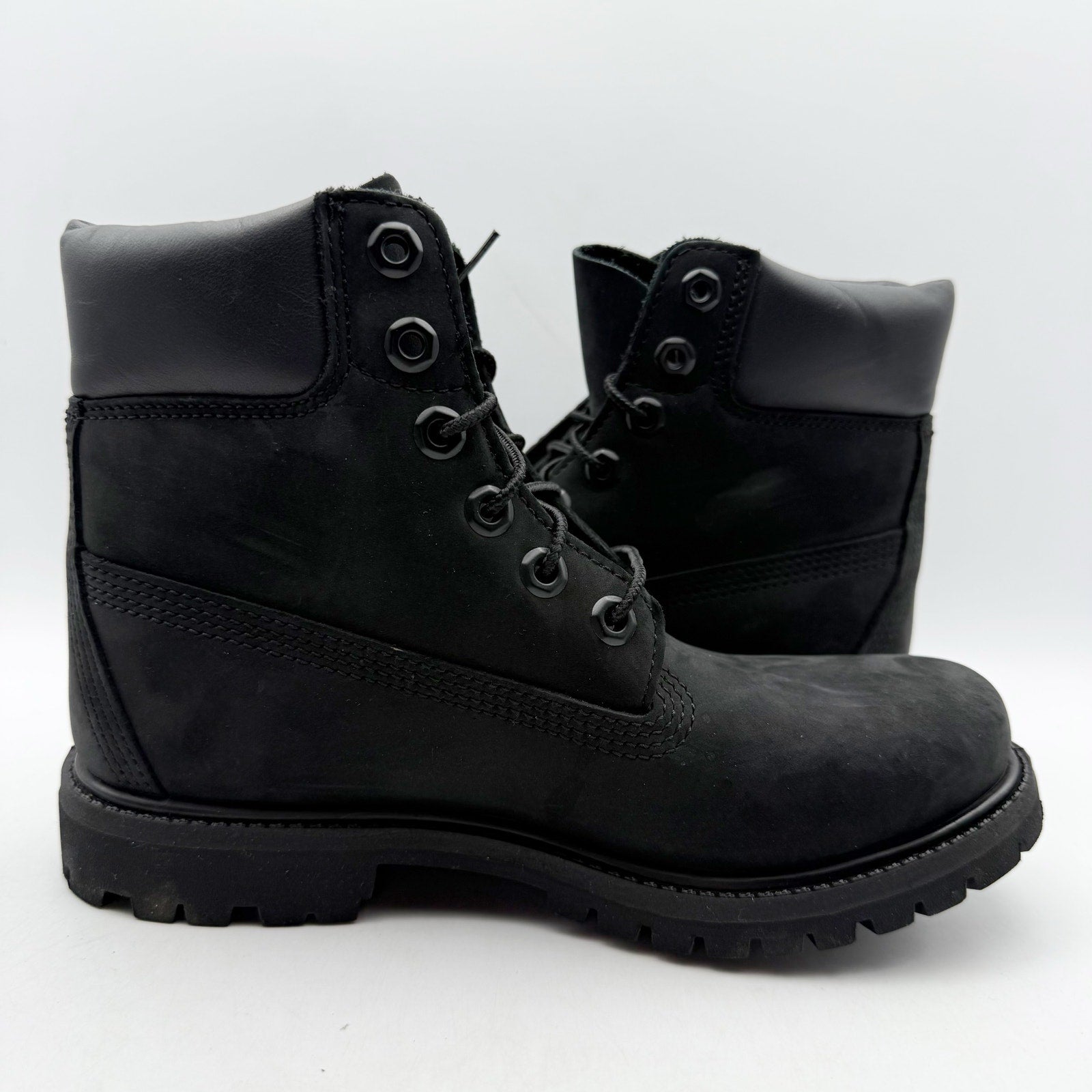Timberland Premium Womens 6" Ankle Boots US 6.5 Black Nubuck Leather WP NIB