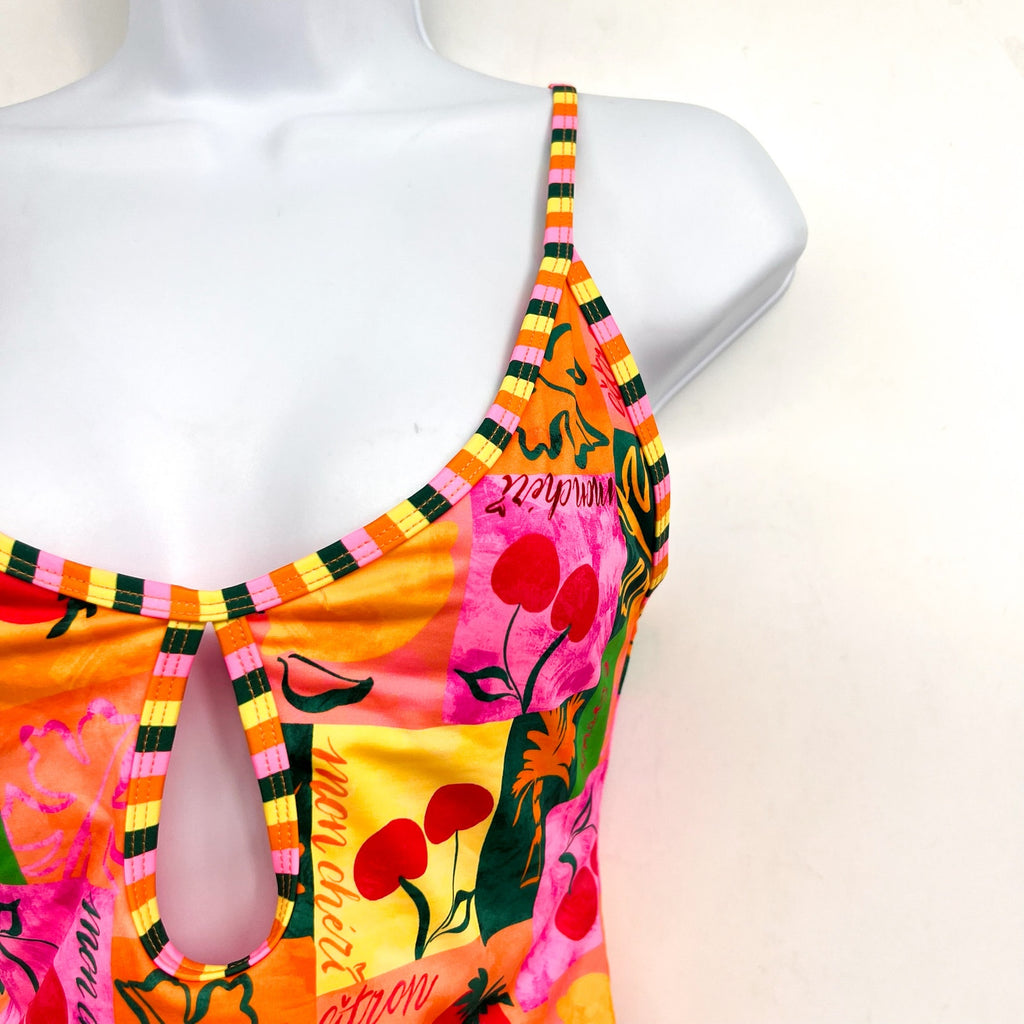 BEACH RIOT Women's Priscilla One Piece Swimsuit Medium Pink Fruit Market NWT