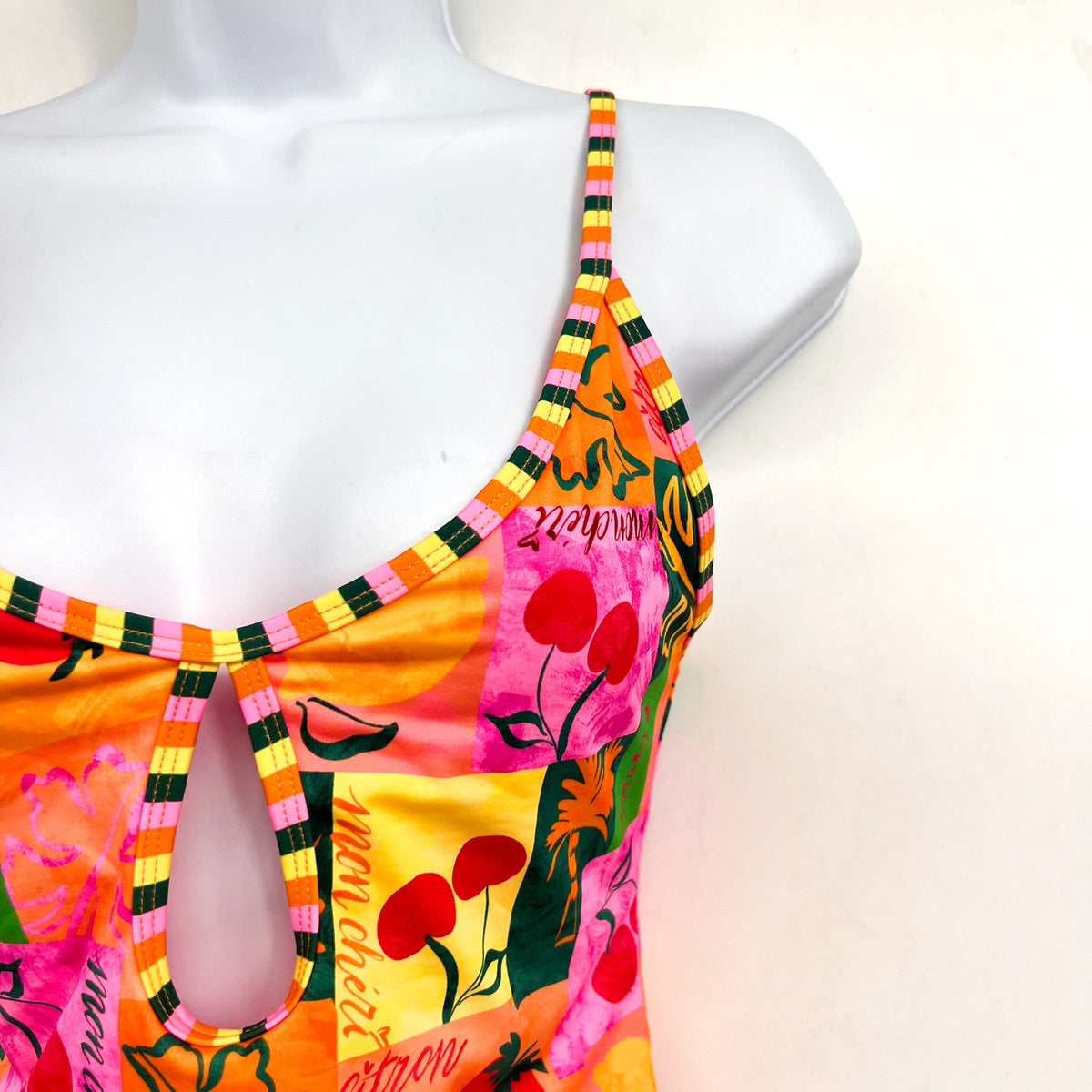 BEACH RIOT Women's Priscilla One Piece Swimsuit Medium Pink Fruit Market NWT