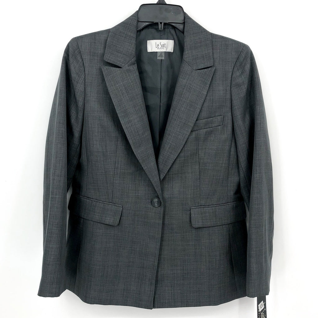 LE SUIT Women's Suit Jacket SIZE 6 Petite Grey Blazer NWOT