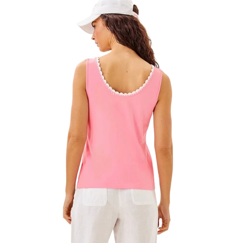 LILLY PULITZER Gabbie Knit Tank Top Small Conch Shell Pink Crochet Trimmed NWT