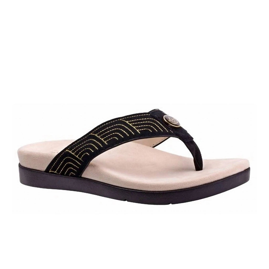 Spenco Waco Women's Laguna Ellie Flip Flop Sandal Size 7.5 WIDE EU 38 Black NIB