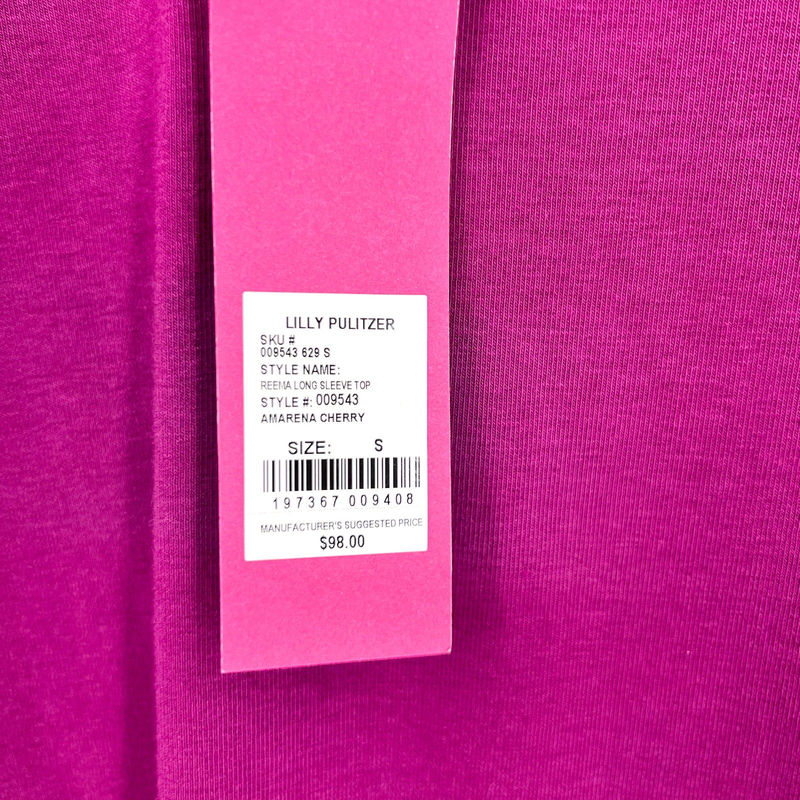 LILLY PULITZER Womens Reema Long Sleeve Polo Top Small Purple Amarena Cherry NWT