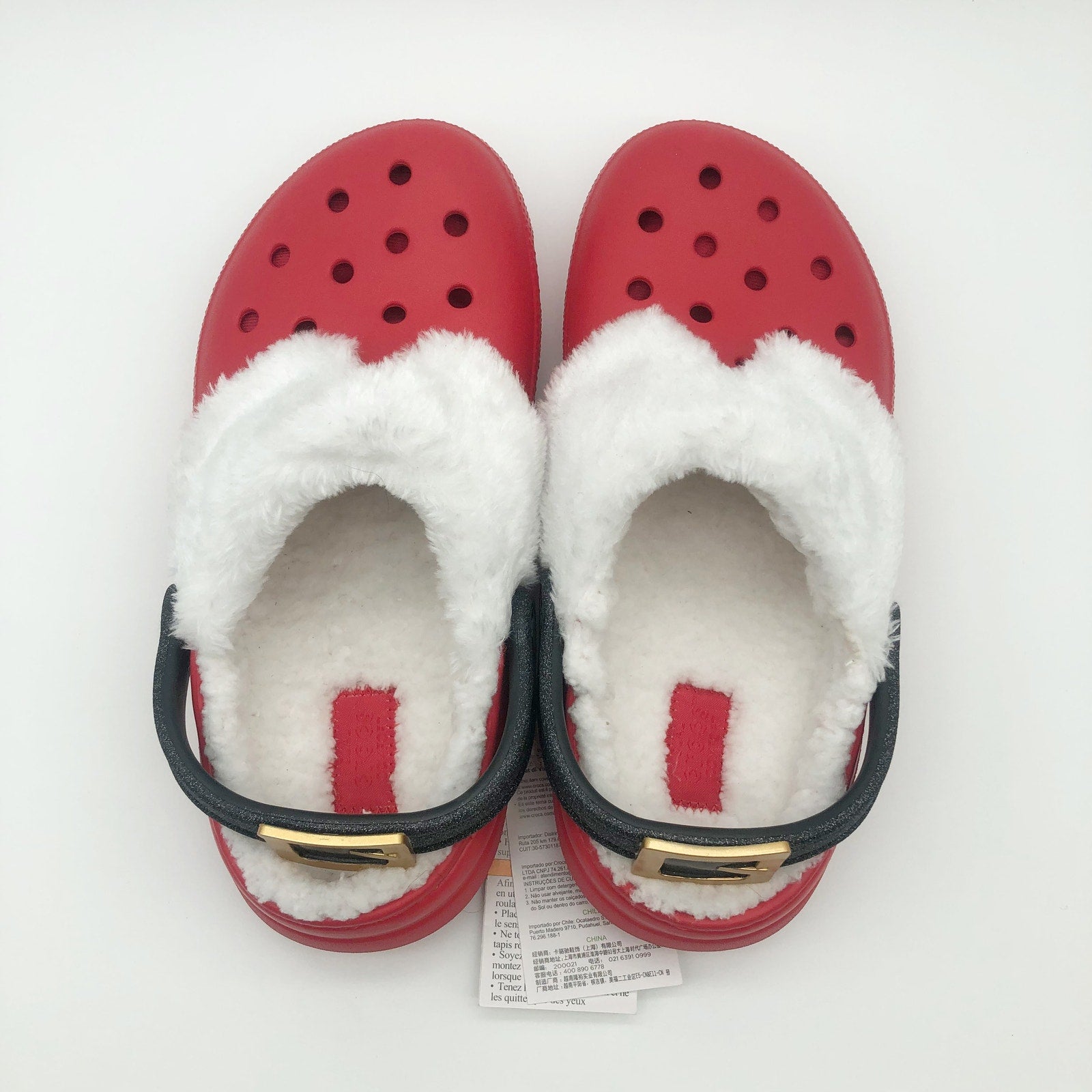 Crocs Unisex Santa Classic Clogs Womens 7 Mens 5 Festive Red White Black NWT