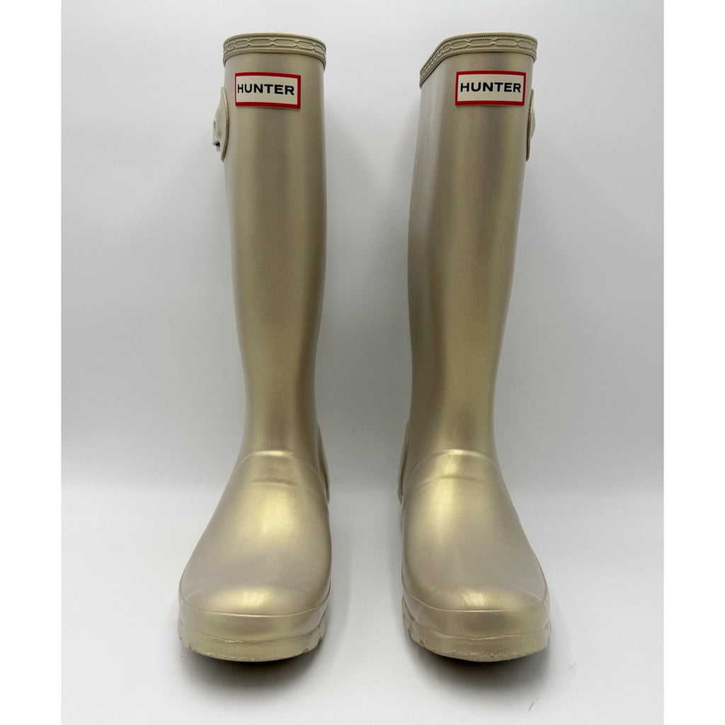 Hunter Girls Original Nebula Rain Boots Size 6 EU 37 Pale Gold Waterproof NWOB