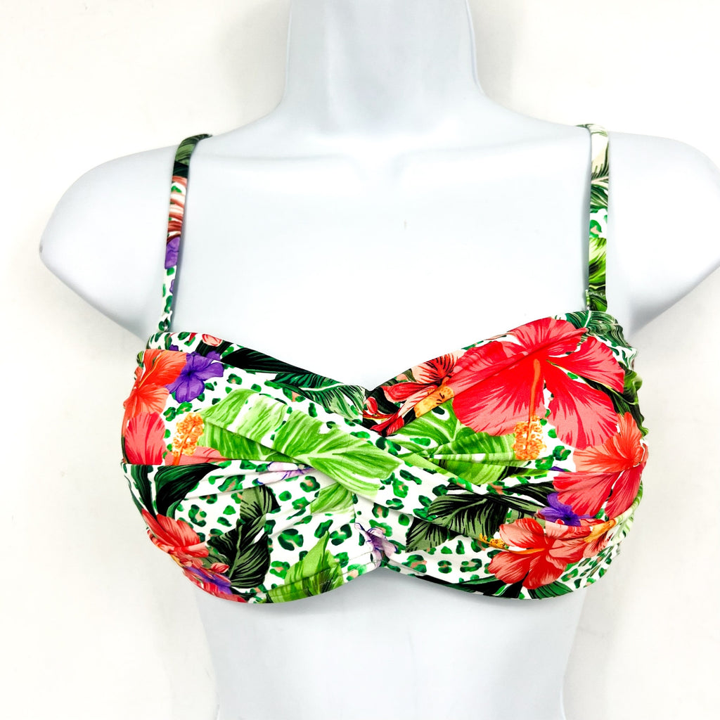 SEA LEVEL SWIM Dolce Twist Bandeau Bikini Top Size 6 Green Multi Print NWT