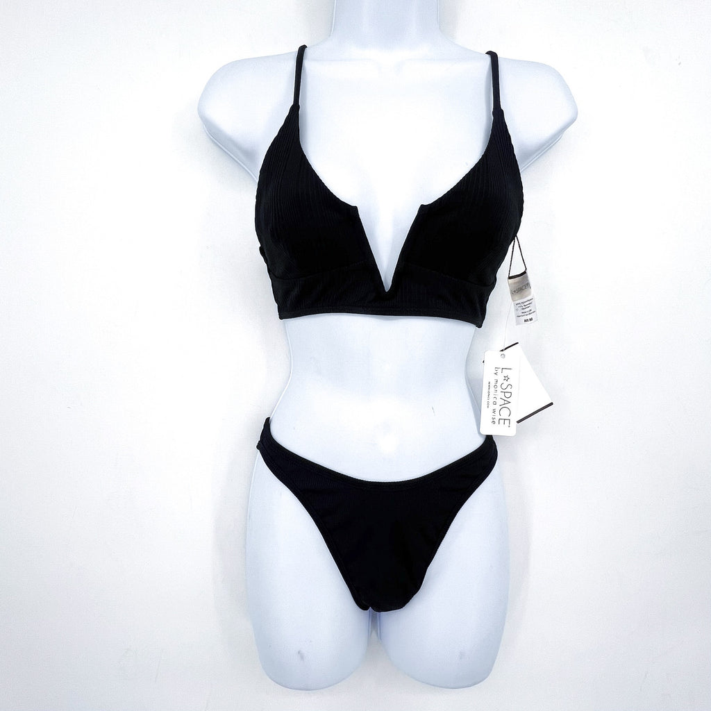 L*SPACE Bikini Siren Top & Dominic Bottom Bitsy Medium Black NWT