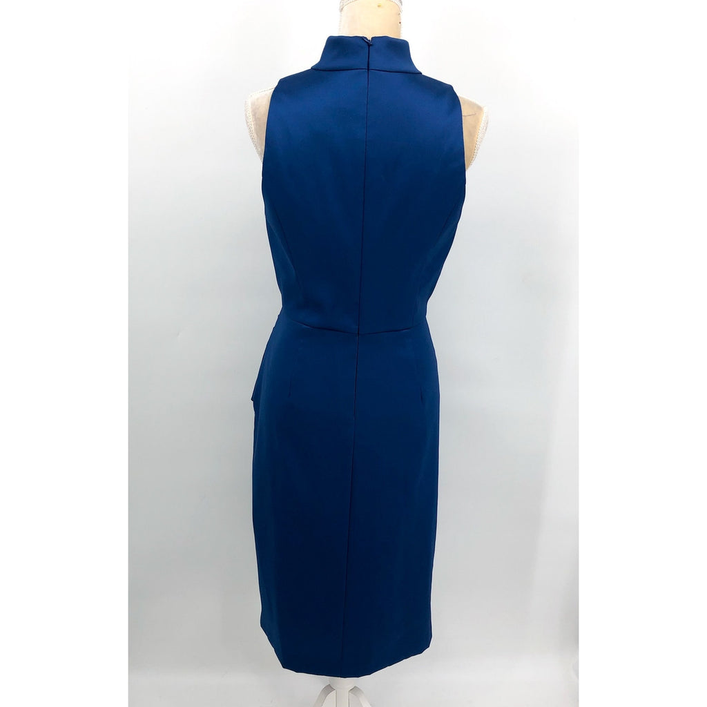 AIDAN MATTOX Mikado Midi Dress Size 10 Blue Satin Sleeveless Cocktail Party NWT