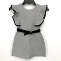 BARDOT Girls Esther Belt Playsuit Romper Medium Black White Stripe Ruffle NWT