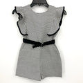BARDOT Girls Esther Belt Playsuit Romper Medium Black White Stripe Ruffle NWT