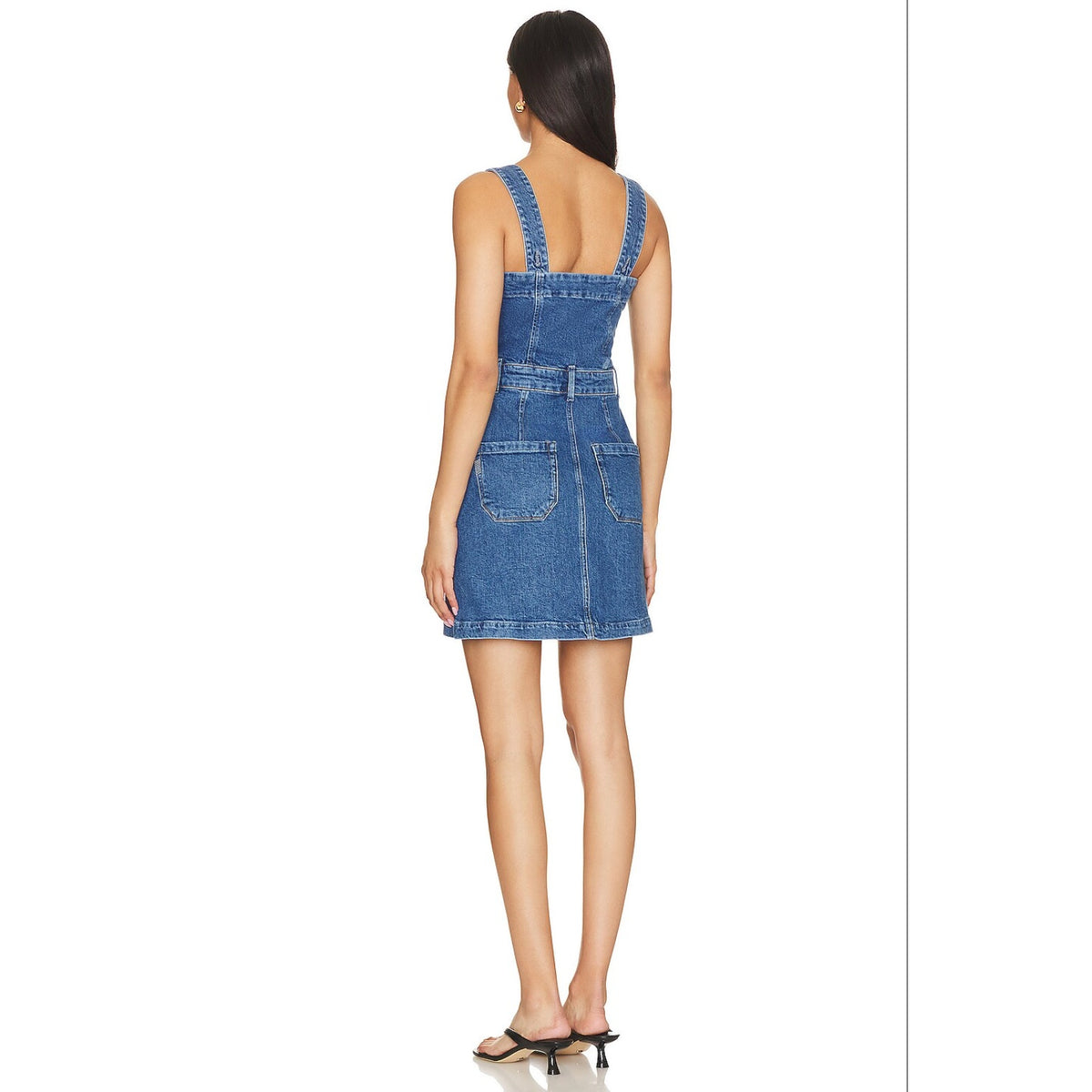 PAIGE Women's Maddy Denim Tank Dress Size 10 Delia Blue Button Front Revolve NWT