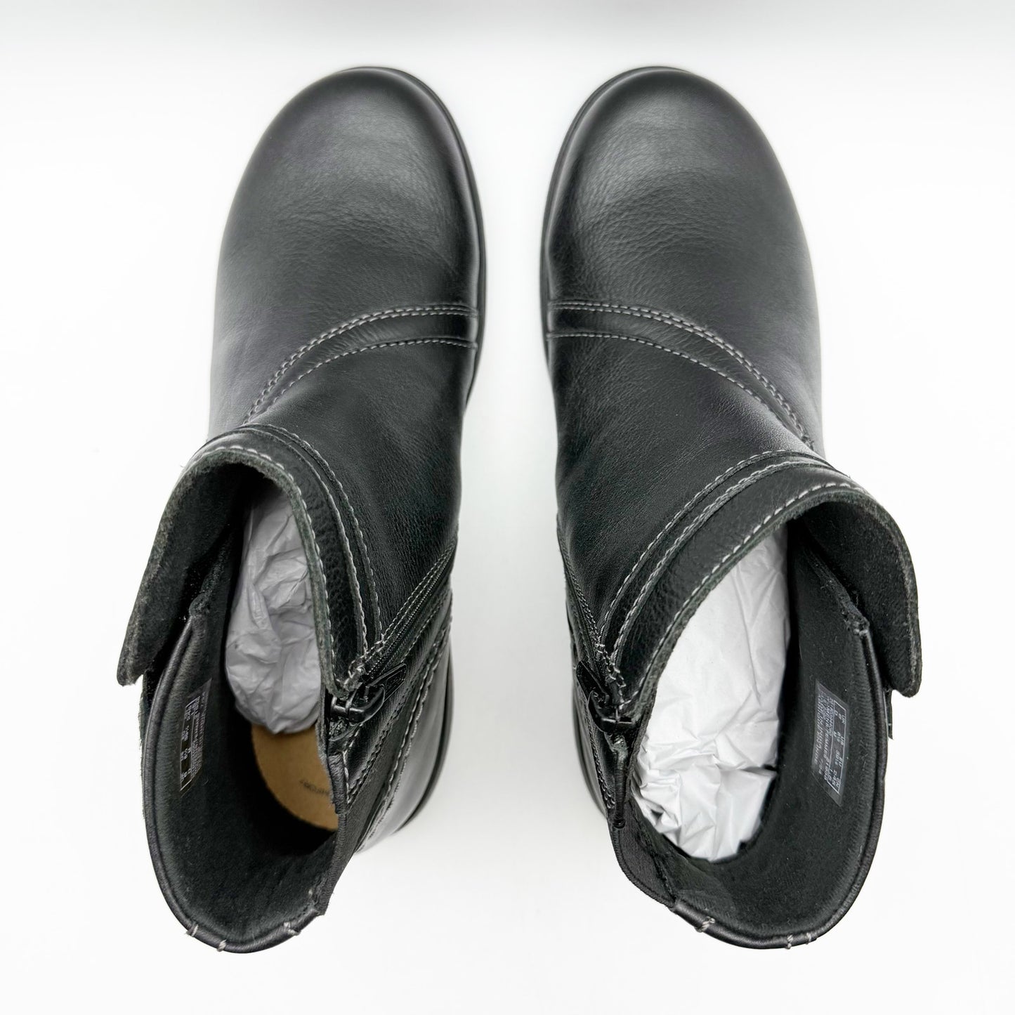 Clarks Womens Carleigh Style Ankle Booties US 9.5 M EU 41 Black Leather NIB