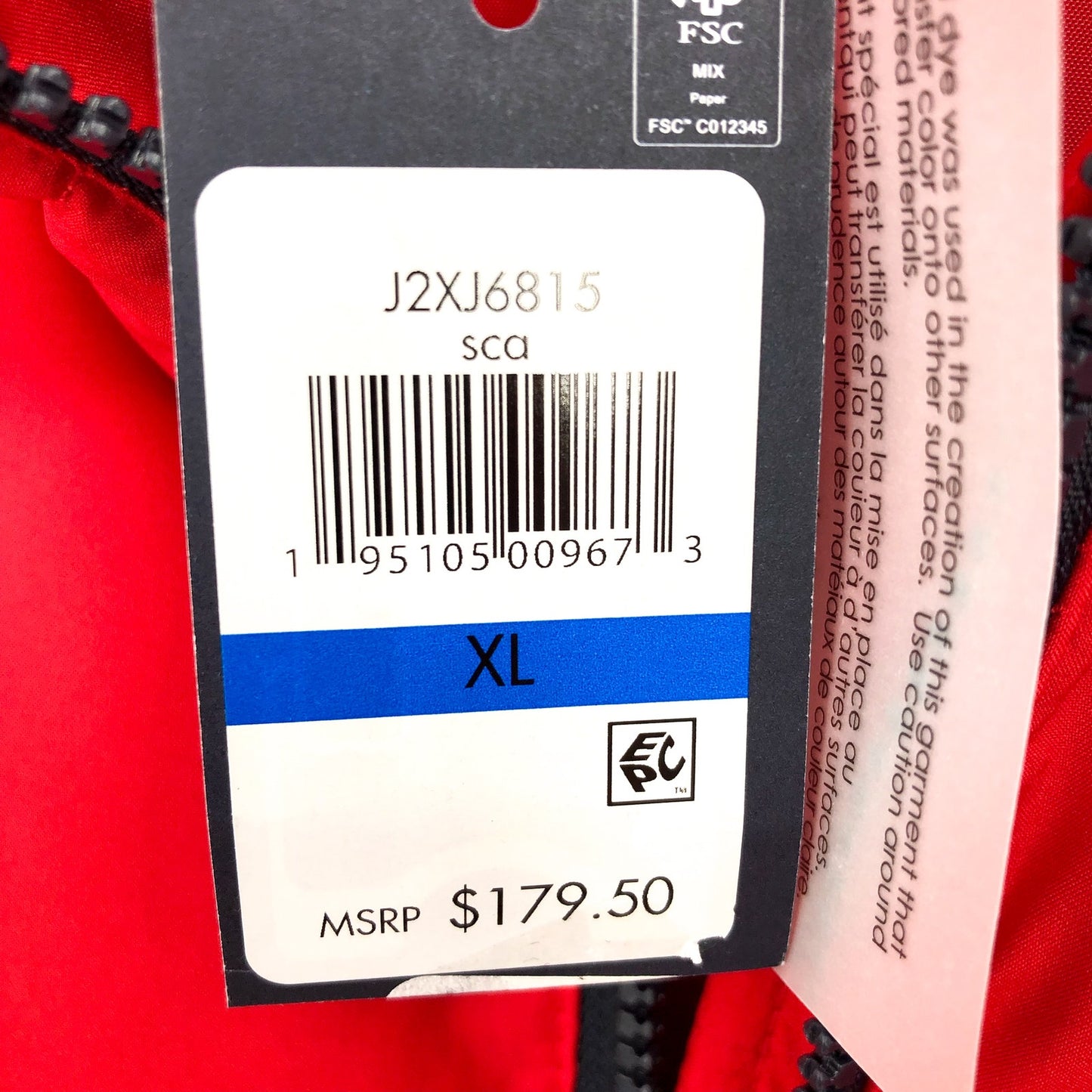 TOMMY HILFIGER Womens Colorblock Puffer Jacket XL Red Black Faux Fur Trim NWT