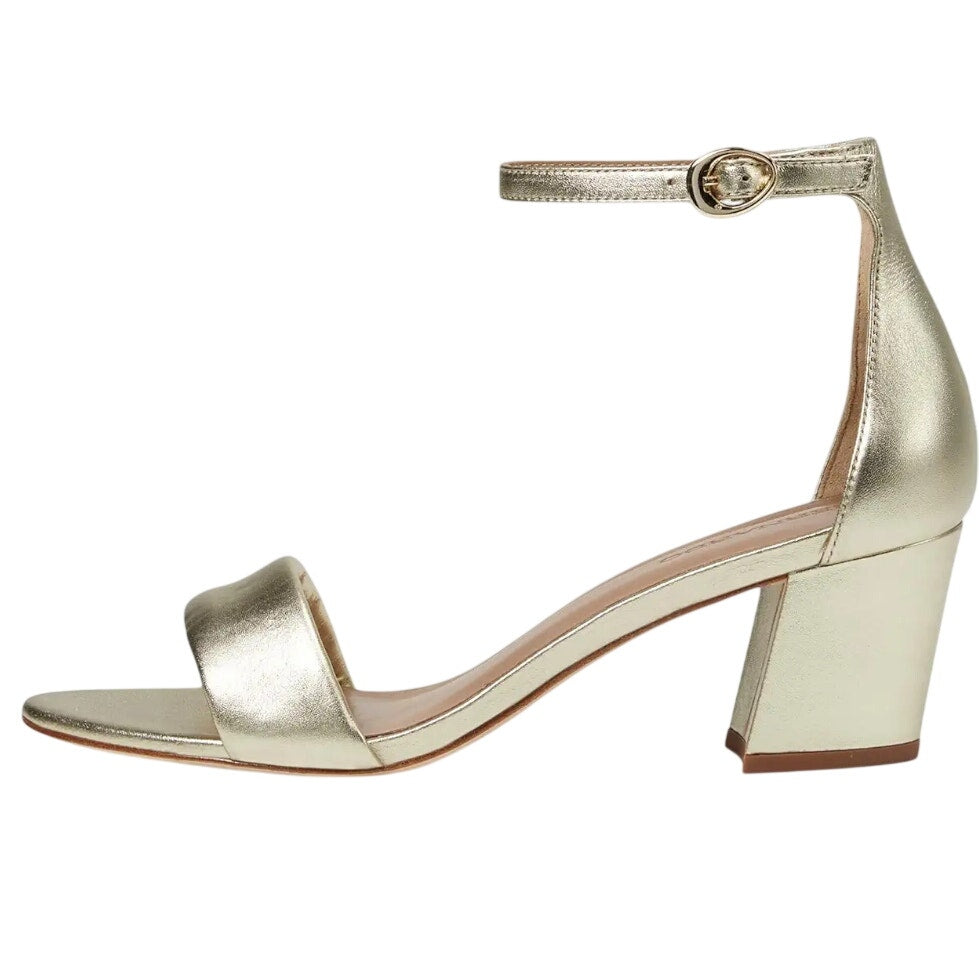 Bernardo Womens Bowie Heeled Sandal US 7.5 M Gold Champagne Leather NWOB