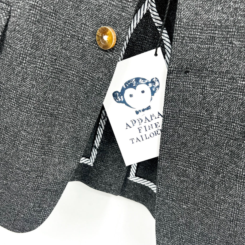 APPAMAN Boy's Stretchy Mod Suit Jacket Size 16 Grey Noir Micro Plaid NWT