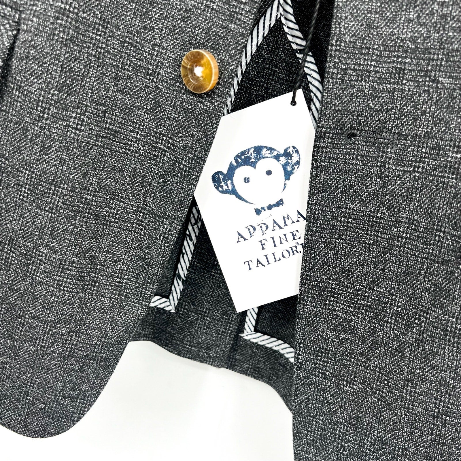 APPAMAN Boy's Stretchy Mod Suit Jacket Size 16 Grey Noir Micro Plaid NWT