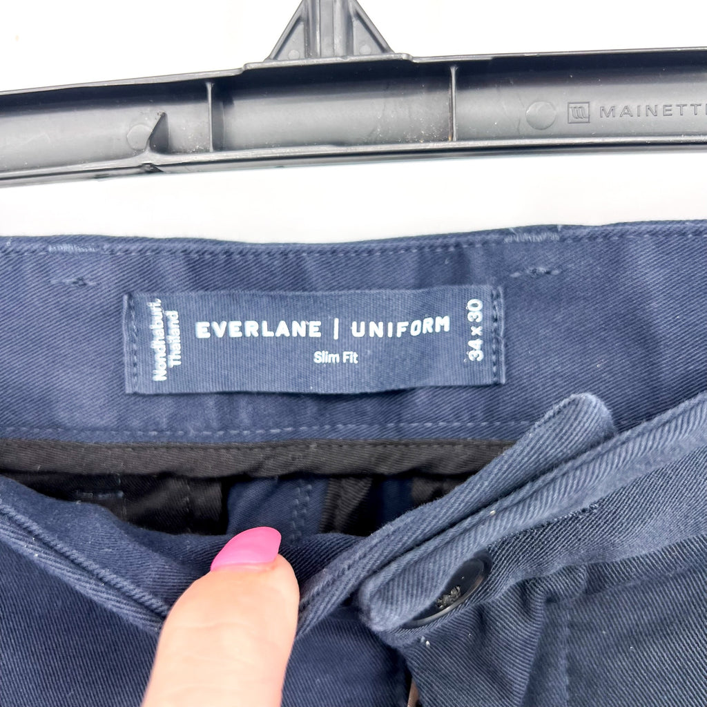 EVERLANE Men's Uniform Performance Chino 34x30 Navy Blue Slim Fit Pants NWT