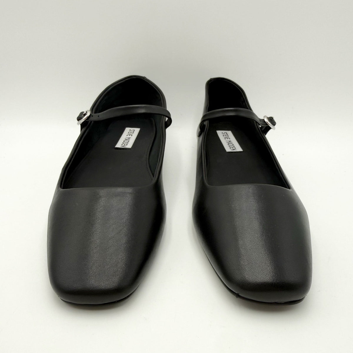 Steve Madden Womens Maple Flats Size 7.5 M Black Leather Mary Jane NWOB