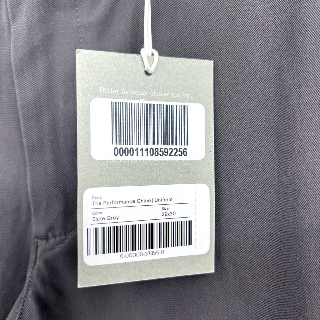 EVERLANE UNIFORM Men's The Performance Chino 29x30 Slate Grey Stretch Pants NWT