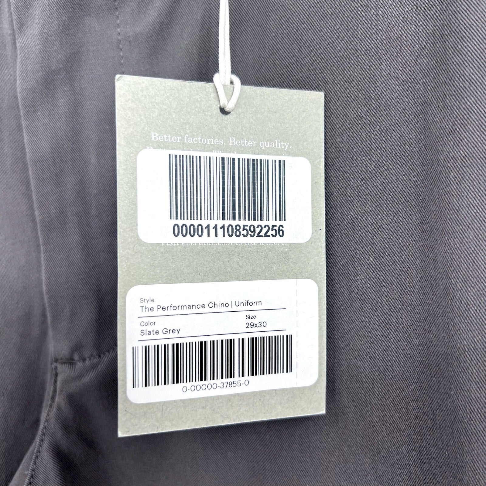 EVERLANE UNIFORM Men's The Performance Chino 29x30 Slate Grey Stretch Pants NWT