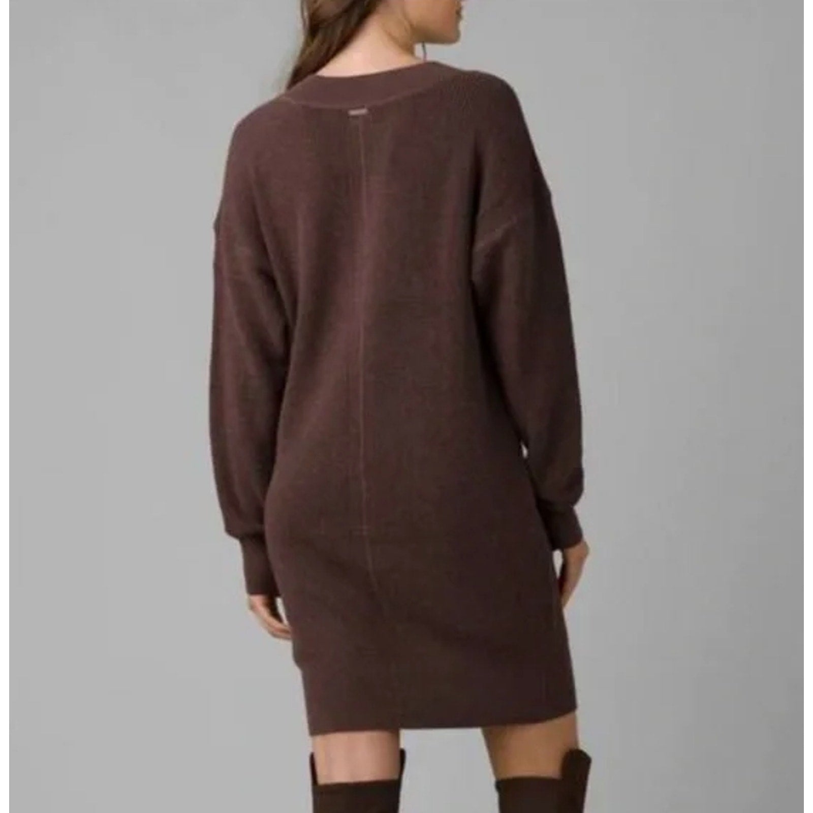 prAna Womens Milani Henley Dress Medium Clove Red Waffle Knit Thermal LS NWT