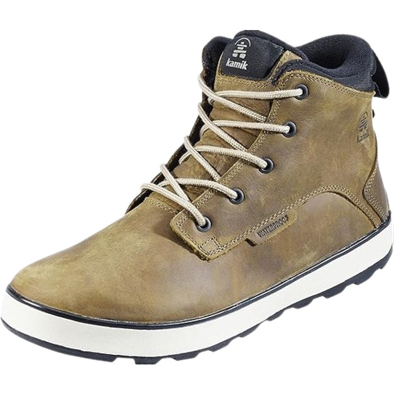 Kamik Mens Spencer Mid Boots US 10 EU 43 Brown Fossil Leather Waterproof NIB