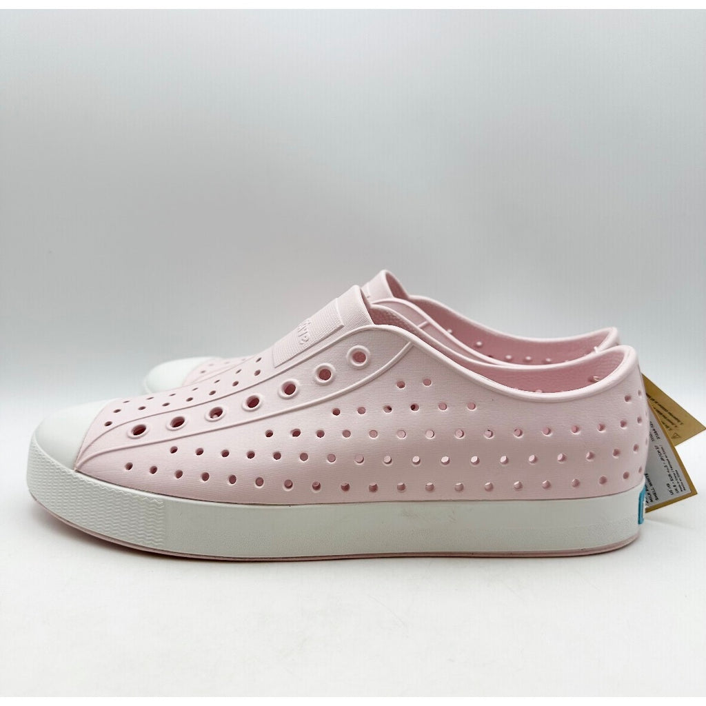 NATIVE Adult Jefferson Slip-On Shoes Mens 9 Womens 11 Milk Pink Shell White NWOB