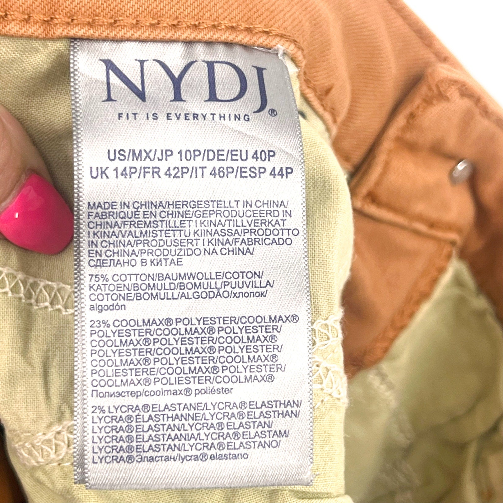 NYDJ Womens Margot Girlfriend Jeans Size 10 PETITE Rust Brown Straight Leg NWT