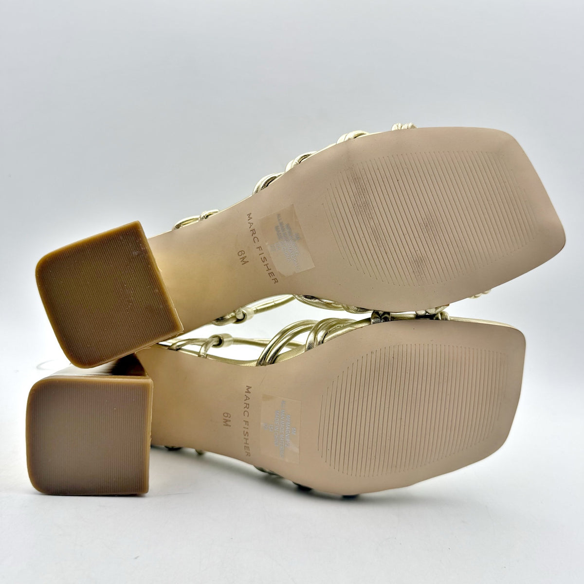 Marc Fisher Womens Magnify Heeled Sandals Size 6 M EU 36.5 Gold NWOB