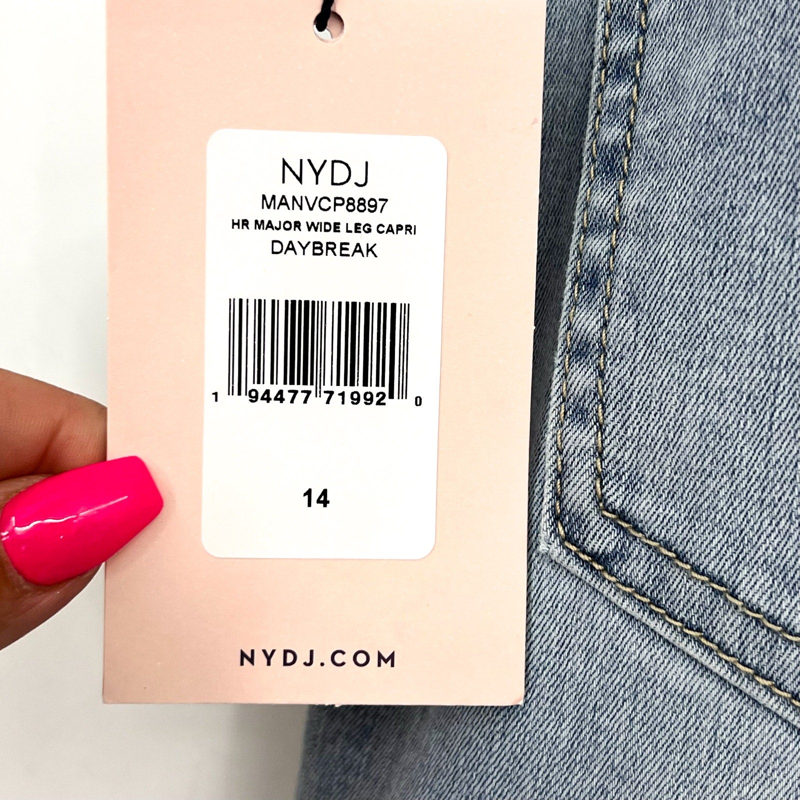 NYDJ Womens Major Wide Leg Capri Jeans Size 14 Daybreak Light Blue NWT