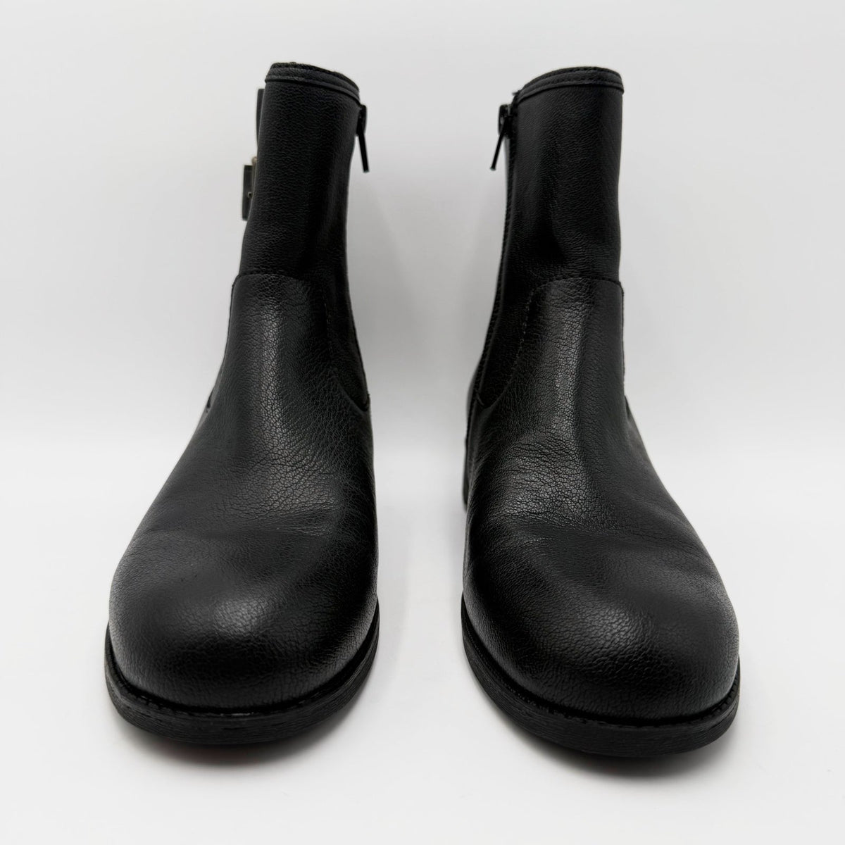 Vionic Womens Jill Zip Ankle Boots Size 7 EU 37 Black Leather Buckle NWOB