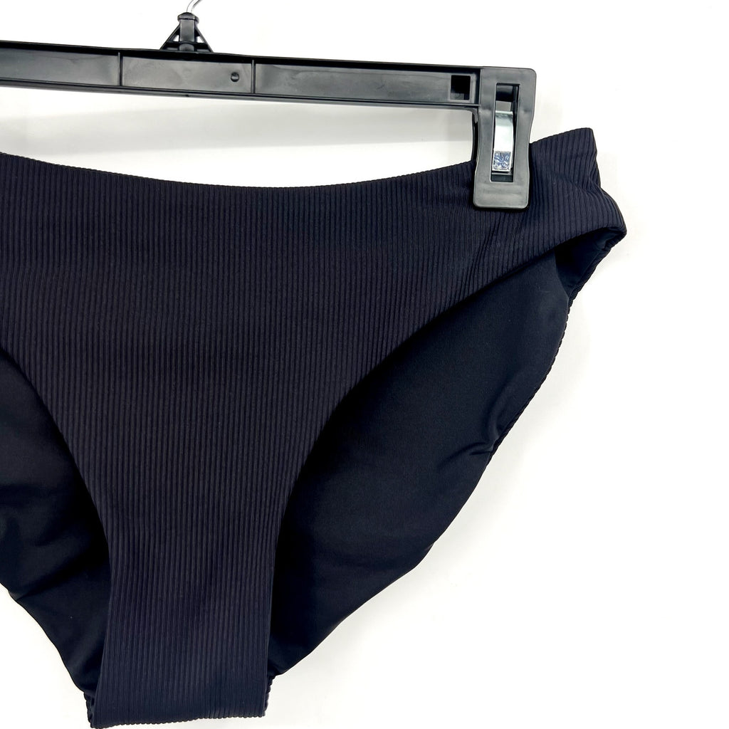 BECCA Women's Modern Edge Shirred American Bikini Bottom Medium Black NWT