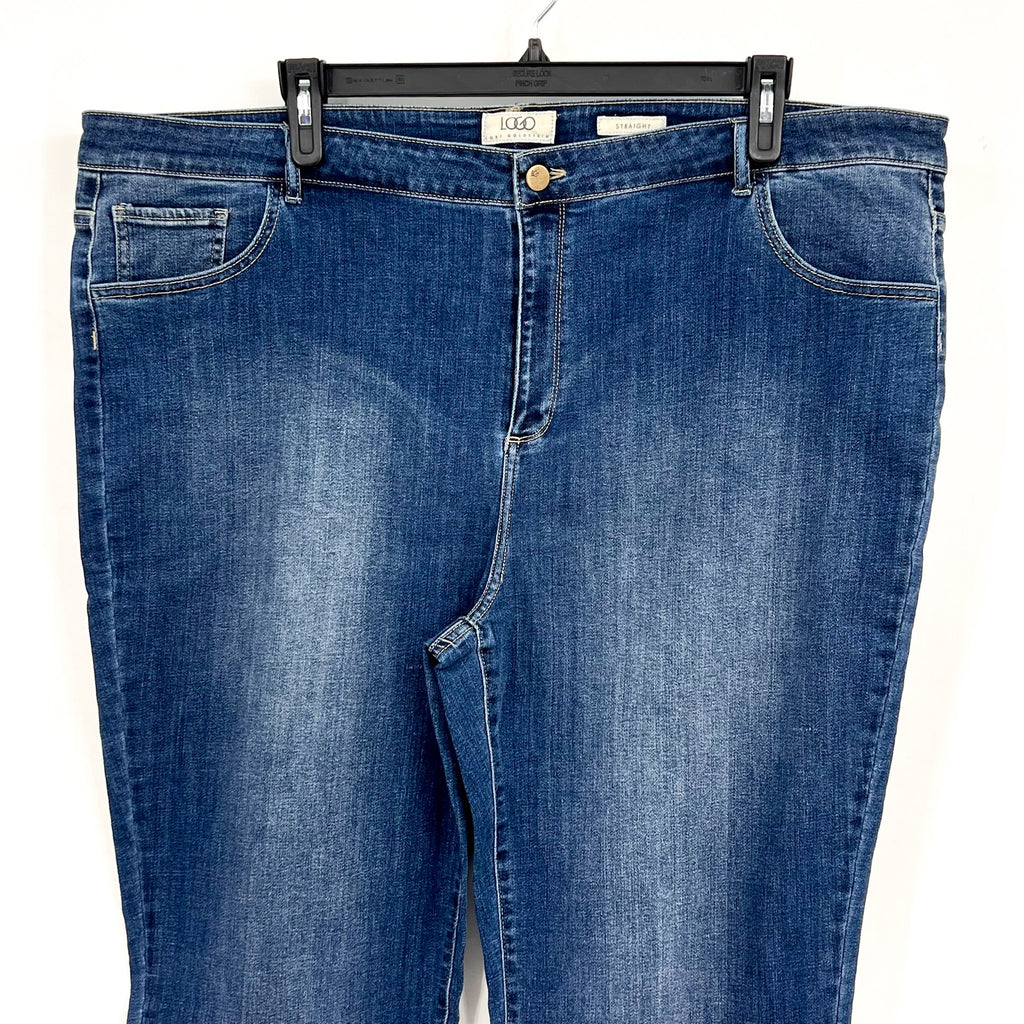 LOGO LORI GOLDSTEIN Capri Jeans Size 26W Blue Deep Indigo Eyelet Cuff NWOT