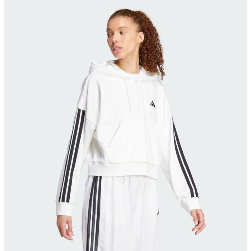 ADIDAS Essentials 3-Stripes French Terry Quarter-Zip Hoodie Medium White NWT