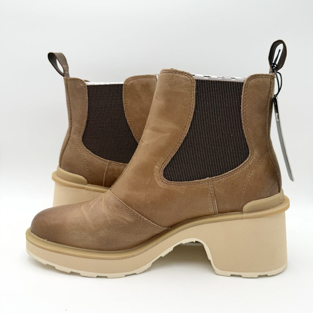 Sorel Womens Hi-Line Heel Chelsea Boots US 10.5 Taupe Tan Leather Waterproof NIB
