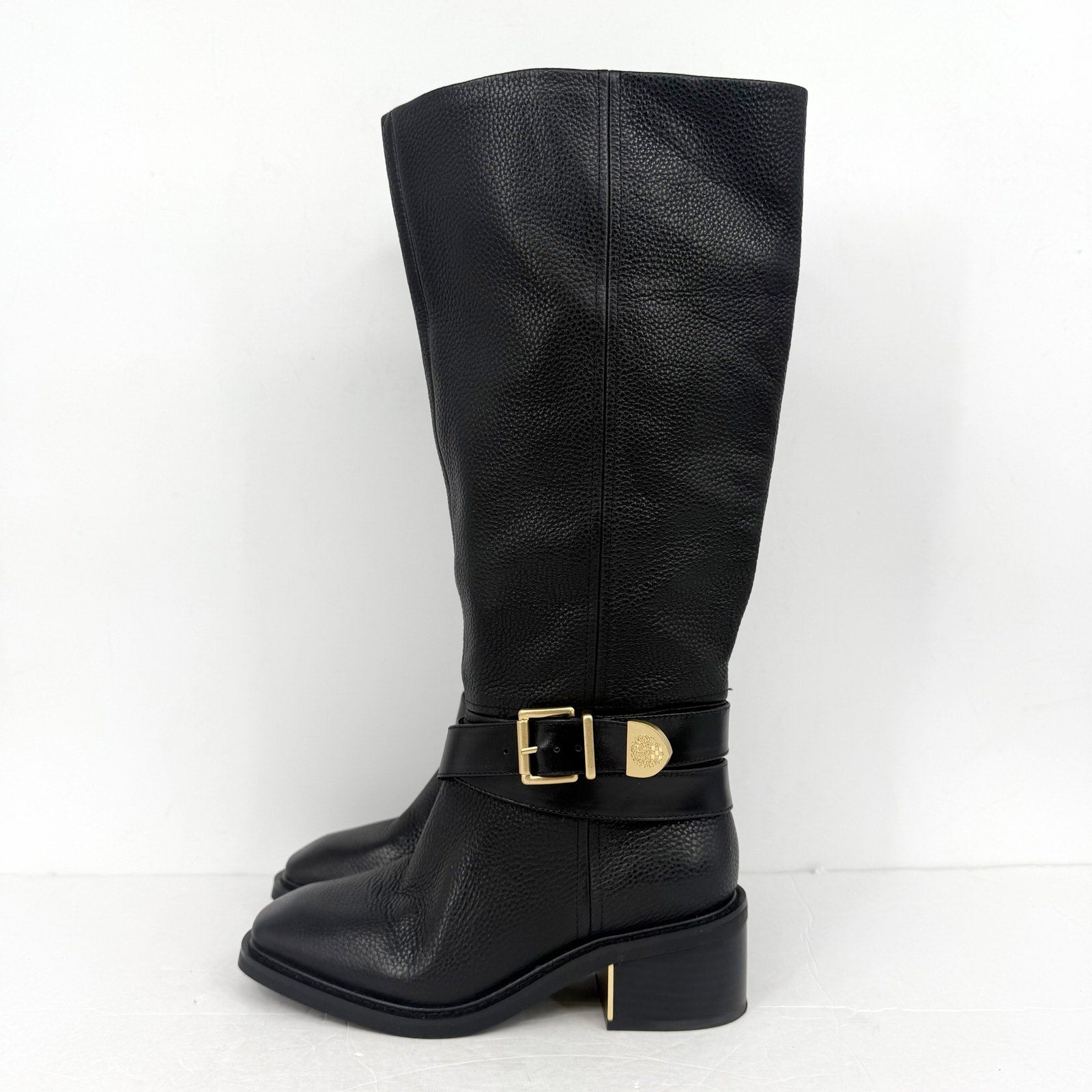Vince Camuto Womens Gini Knee High Boot US 6.5 Wide XW CALF Black Leather NWOB