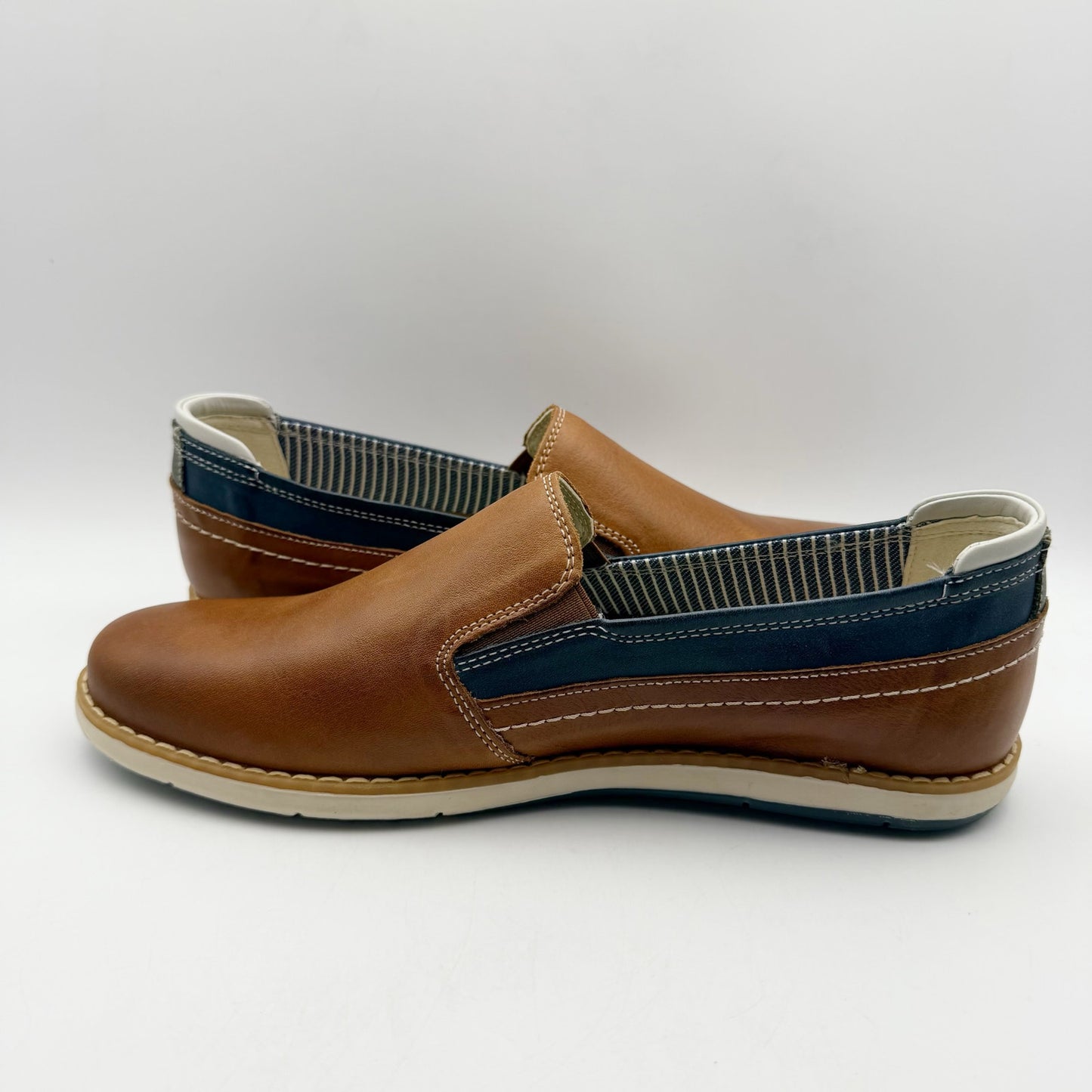 PIKOLINOS Mens Jucar Slip On Loafers EU 41 US 8 Blue Brown Leather NWOB