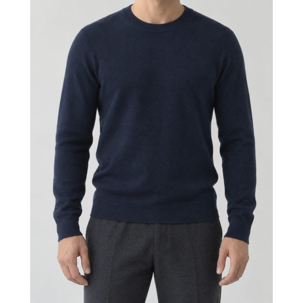 ACTIVE CASHMERE Men's Cashmere Sweater Small Navy Blue Long Sleeve NWT