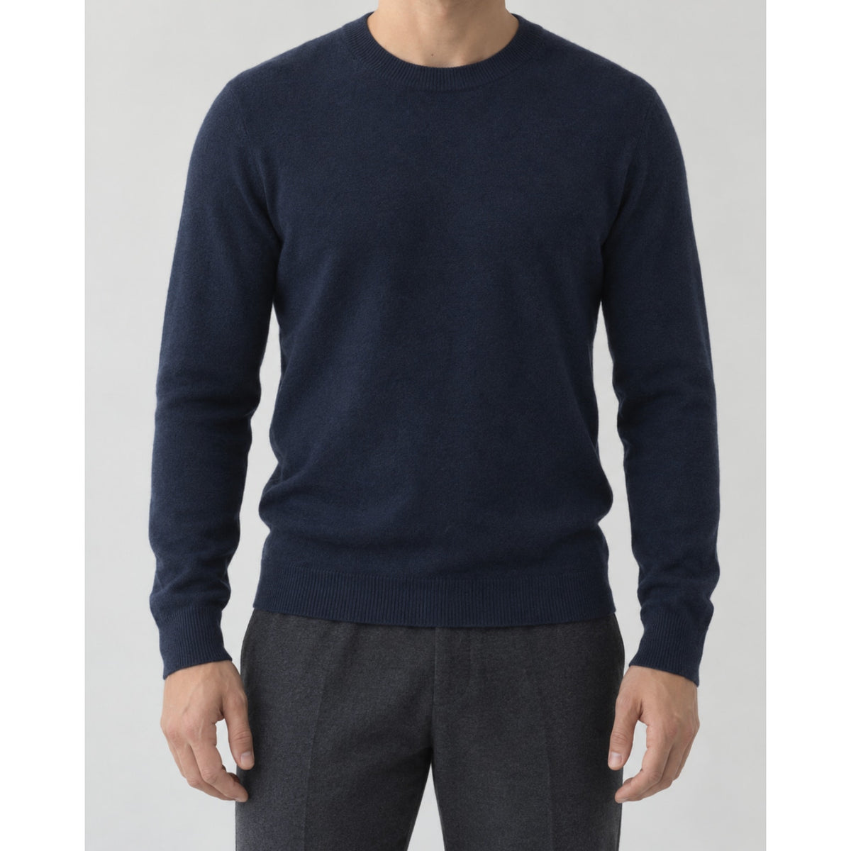 ACTIVE CASHMERE Men's Cashmere Sweater Small Navy Blue Long Sleeve NWT